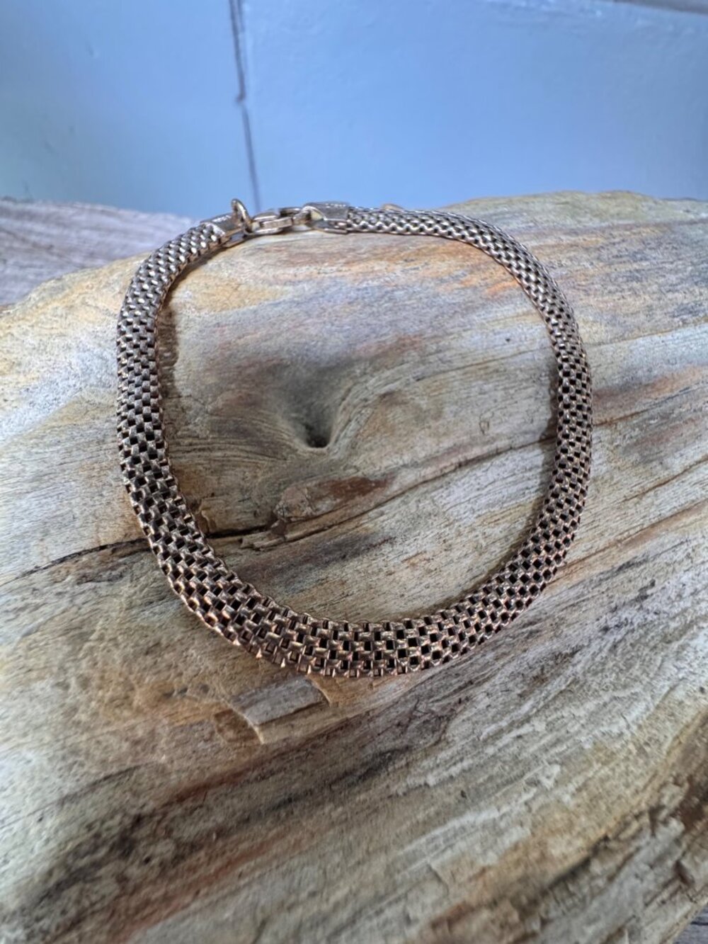 Vintage Italy 925 Sterling Silver Woven Mesh Bracelet 7.5” 4.46g